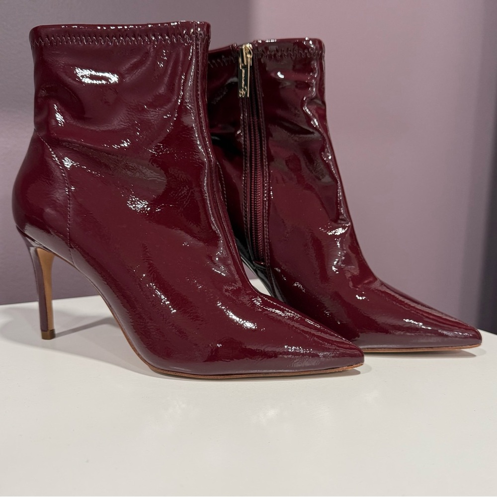 Jessica Simpson Glossy Burgundy Heeled Boots